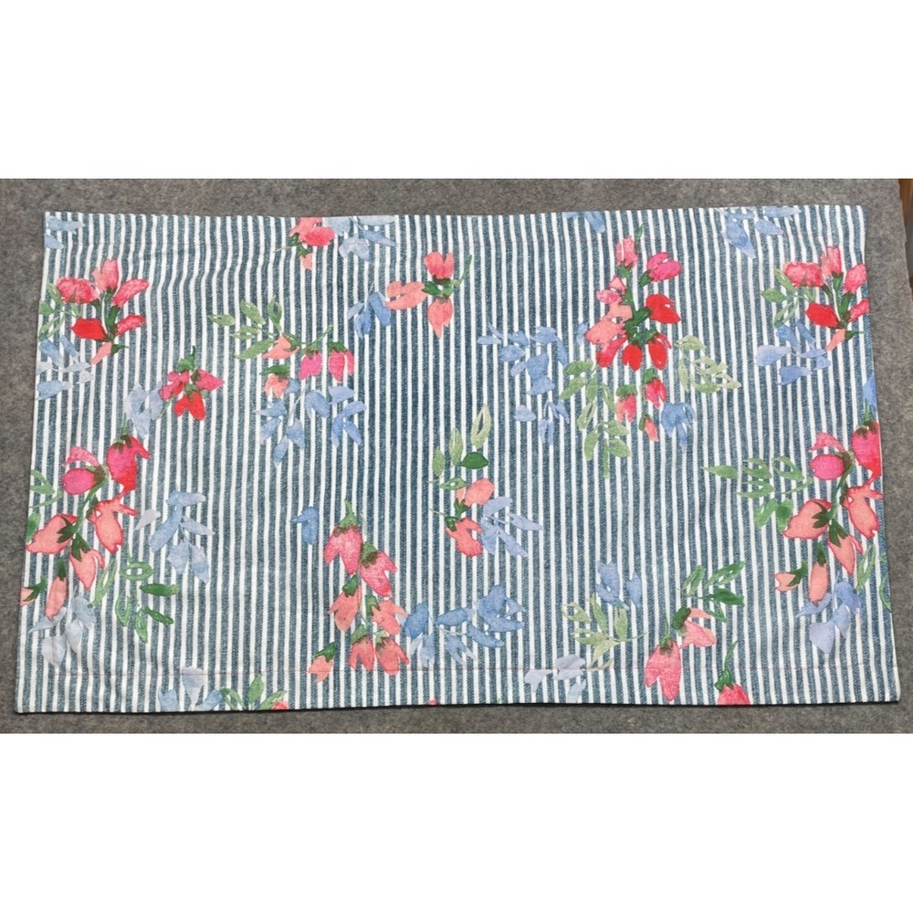 Ralph Lauren Maggie Pillow Sham King Blue White Pink Striped Floral